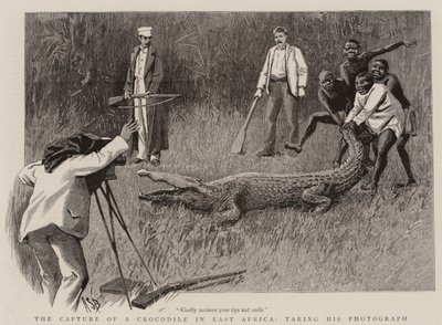 The Capture of a Crocodile in East Africa, Taking his Photograph by Alexander Stuart Boyd